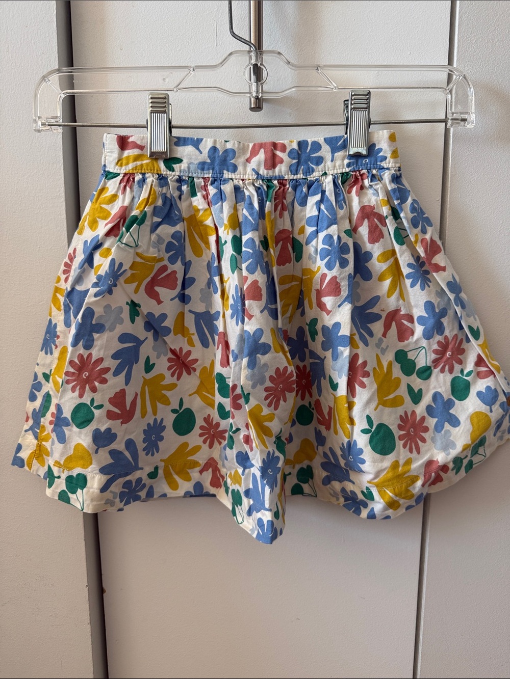 Petit Bateau White Floral Print Skirt with Blue, Yellow, Green, Pink Accents